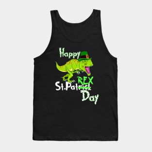 Happy St Patrick's Day Dinosaur PaT Rex Leprechaun Tank Top